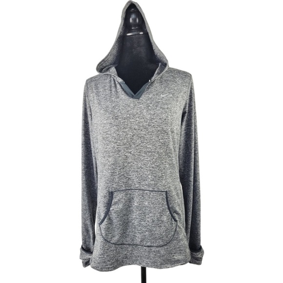 Nike Woman’s Dri Fit Gray Long sleeve hissed front pocket sweatshirt size L - Picture 1 of 14